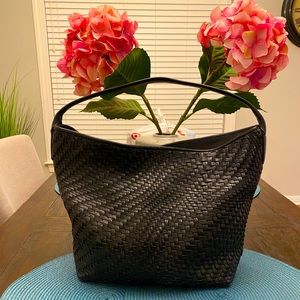 Cole Haan black woven hobo handbag